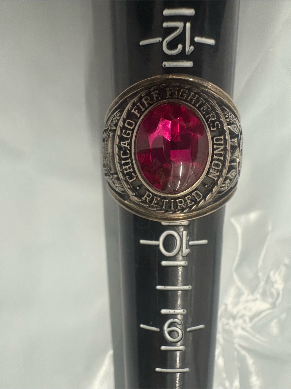 Chicago Firefighters Union Retired Ring/Red Stone 1984 Rare Find